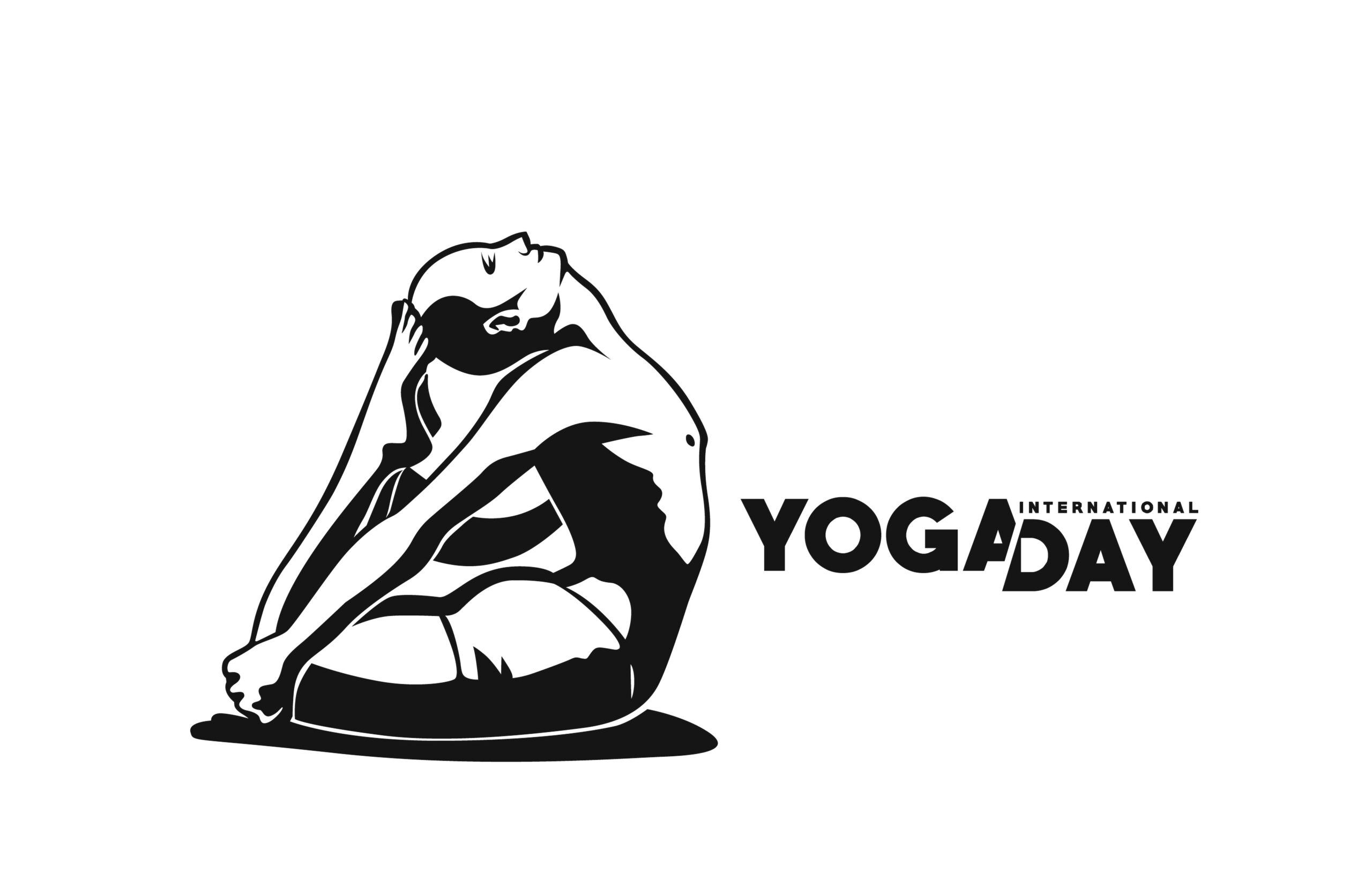 International Yoga Day 21 June Young Woman Meditates Abstract Post Ad Banner Vector illustration.